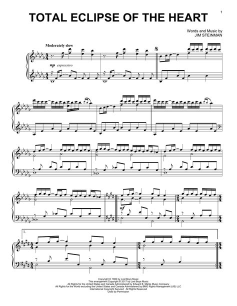 total eclipse of the heart piano chords